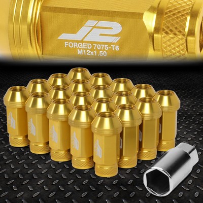 J2 ENGINEERING 7075 АЛЮМИНИЙ M12X1.5 20ШТ 50 ММ ГАЙКИ С НАКАТКОЙ НА ВЕРХНЕЙ ЧАСТИ + ЗОЛОТОЙ КЛЮЧ