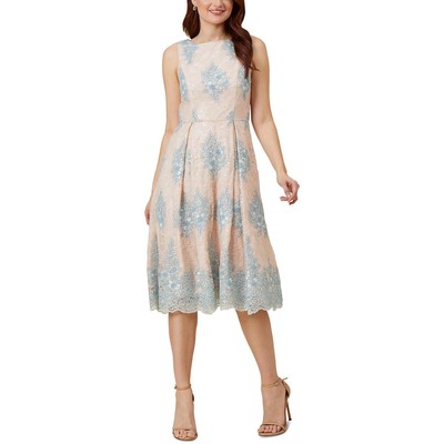 Женское розовое миди-платье с вышивкой Adrianna Papell Party Fit & Flare 6 BHFO 2329