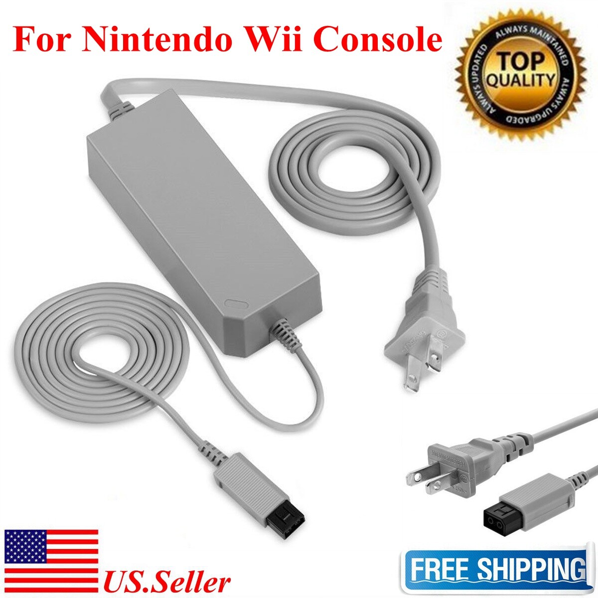 AC Home Wall Power Supply Adapter Cord US Plug for Nintendo Wii RVL002