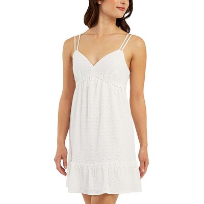 BCX Womens White Eyelet Short Empire Mini Dress Juniors M BHFO 1914
