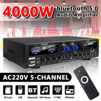 Sunbuck 4000W Surround Sound Bluetooth Audio Power Amplifiers Receiver for Home 