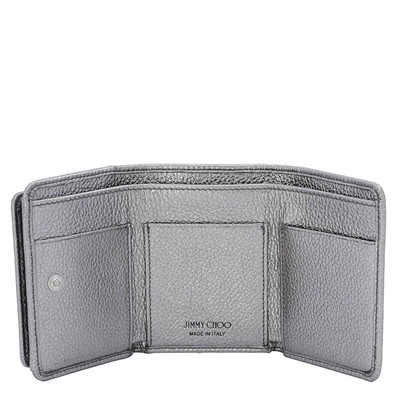 Pre-owned Jimmy Choo Ladies Nemo Leather Star Tri-fold Wallet Nemo Uur Gun Metal/dark