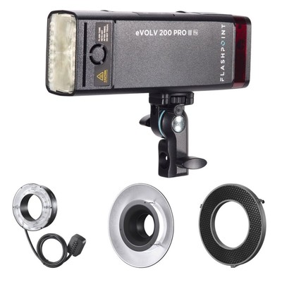 Flashpoint eVOLV 200 Pro II TTL Pocket Flash with Ring Flash Head Kit