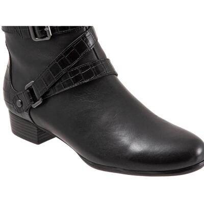 

Женские черные кожаные ботильоны Trotters Mika, размер 6, средний (B,M) BHFO 0735, Черный, Mika