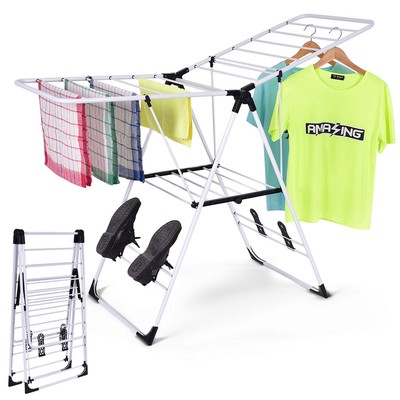Laundry Clothes Storage Drying Rack Portable Folding Dryer Hanger Heavy...