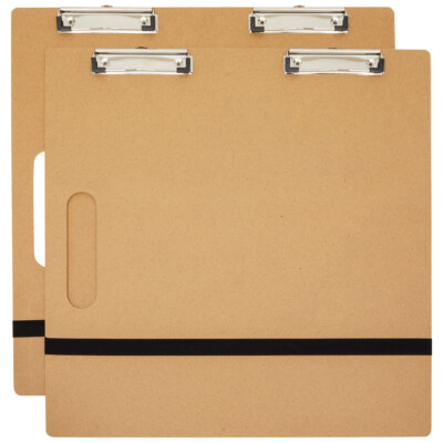 2x Artist Sketch Tote Board Wood with Clip for Drawing, Classroom, Studio 18x18''