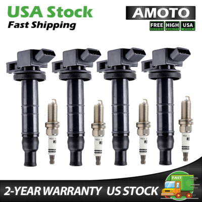 4PCS Ignition Coil & Iridium Spark Plug For 2002-2011 Toyota Camry 2.4L UF333