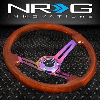 УСИЛЕННОЕ РУЛЕВОЕ КОЛЕСО NRG ДИАМЕТРОМ 350 ММ С 3-ДЮЙМОВЫМ УГЛУБЛЕНИЕМ NEO CHROME, 3-СПИЦЕВОЕ РУЛЕВОЕ КОЛЕСО ИЗ КОРИЧНЕВОГО ДЕРЕВА