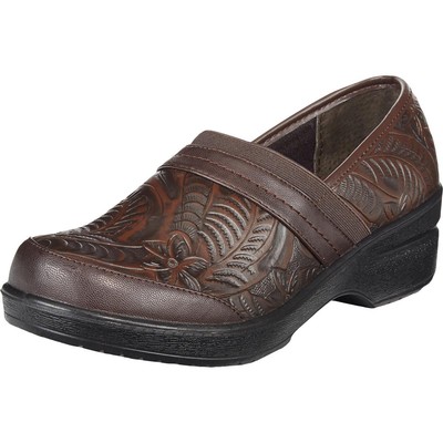 Easy Street Womens Origin Brown Leather Clogs Shoes 9.5 Narrow (AA,N) BHFO 5381