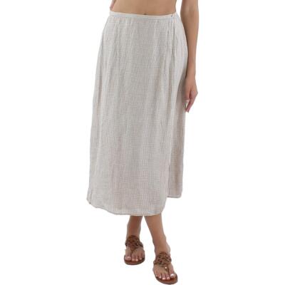 

Женская коричневая клетчатая юбка-карандаш Eileen Fisher с запахом  BHFO 3030, Pebble