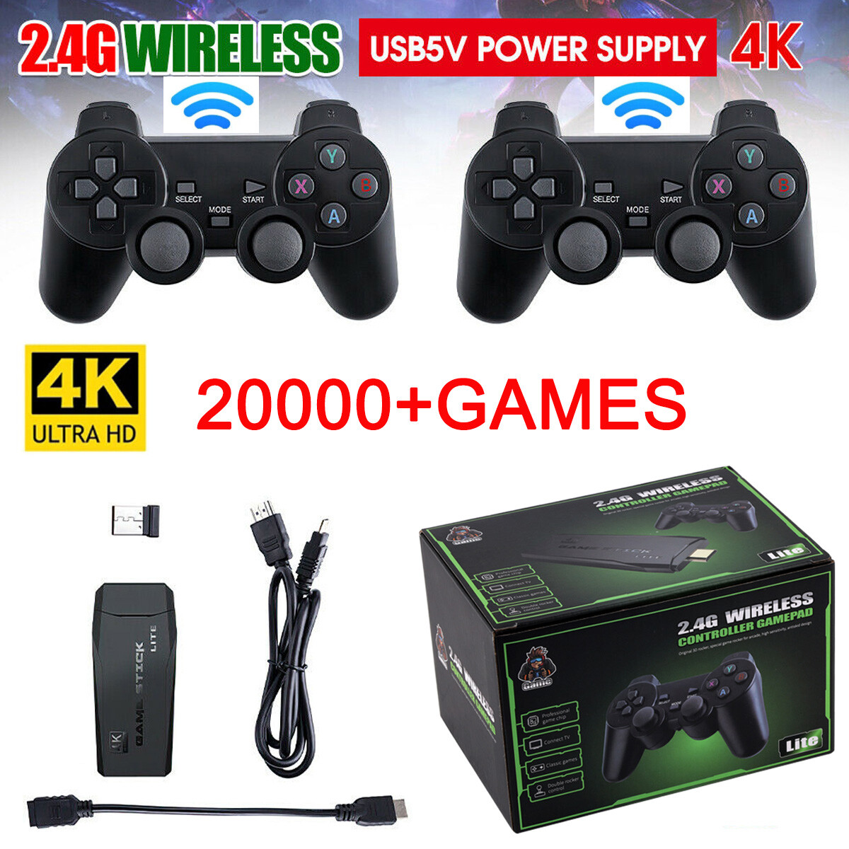 2025 Newest Retro Game Console Stick, Classic Video Games with 4K HD