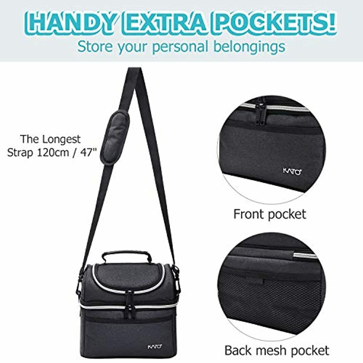 Dual Compartment Lunch Box 2 Two for Men Women School Work Office Adult Double A