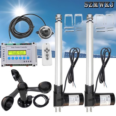 6000N Dual Axis Solar Tracker Controller & 2x16'' Linear Actuators Anemometer Set