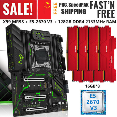 X99 MR9S Motherboard Xeon E5 2670 V3 CPU LGA 2011-v3 128GB DDR4 2133MHz ECC RAM