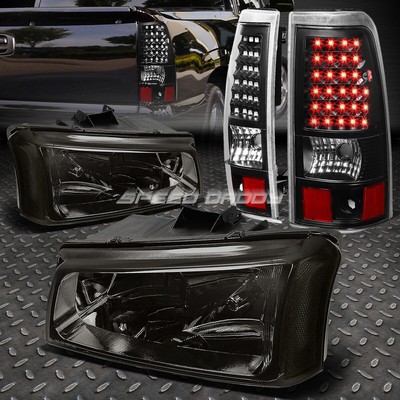 ДЫМЧАТАЯ + ПРОЗРАЧНАЯ УГЛОВАЯ ФАРА + ЧЕРНЫЙ СВЕТОДИОДНЫЙ ЗАДНИЙ ФОНАРЬ ДЛЯ CHEVY SILVERADO 03-07