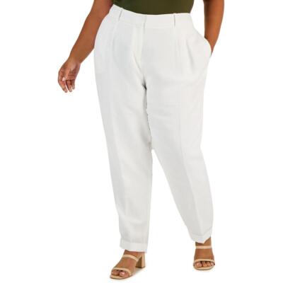 

Calvin Klein Womens Pleat Front Wear To Work до щиколотки Plus BHFO 9716, Белый, X23PA513