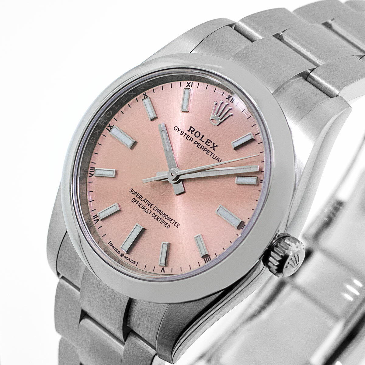 Rolex Oyster Perpetual 34mm Stainless Steel Pink Index Dial