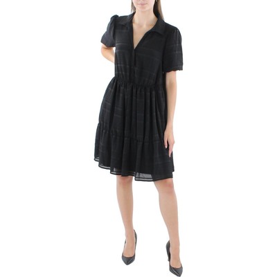 

Kensie Dresses Женское черное короткое рабочее платье с пышными рукавами и расклешенными рукавами  BHFO 9181, Черный