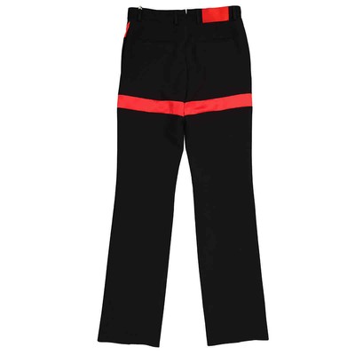 Pre-owned Ferragamo Salvatore  Men's Satin Inlay Wool Tailored Trousers In Black