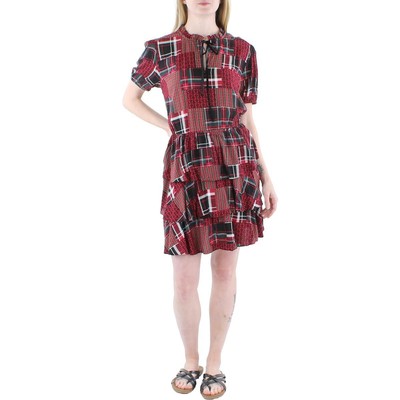 Женское красное лоскутное платье с завязками на шее Tommy Hilfiger Mini Fit & Flare M BHFO 5129