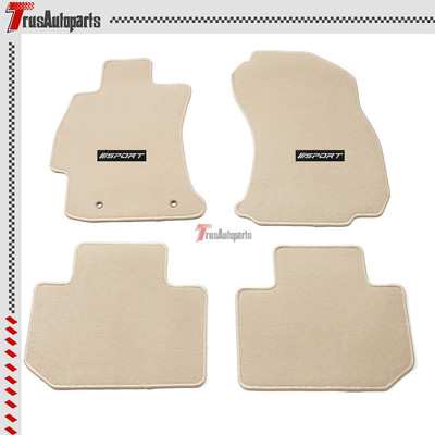 For 14-18 Subaru Forester Beige Floor Mat Car Carpets Nylon 4pcs w/ White Sport
