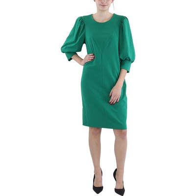 Calvin Klein Womens Gathered Above Knee Puff Sleeve Sheath Dress BHFO 9507