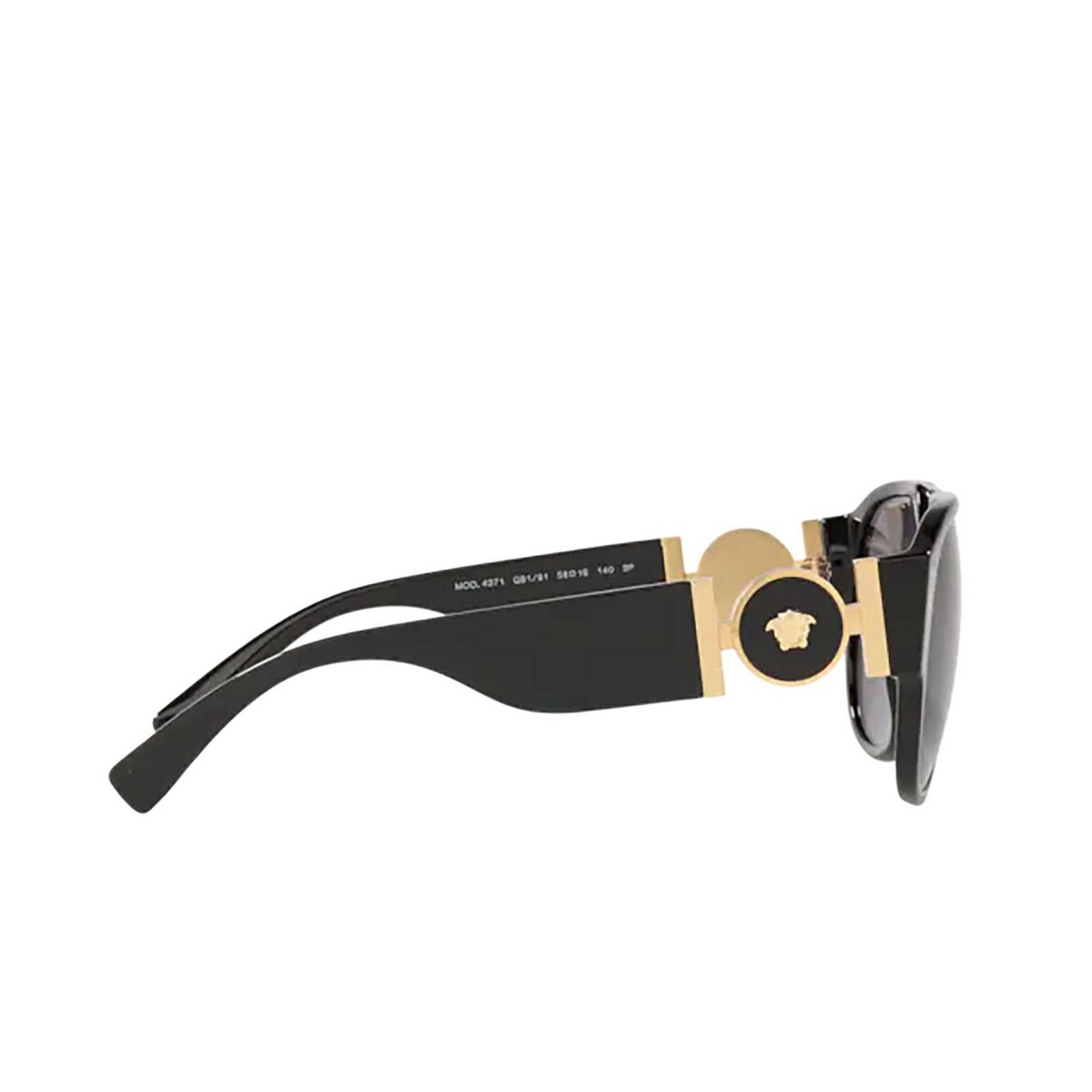 Pre-owned Versace Sunglasses Ve4371 Gb1/81 Black Gold Dark Grey Polarized 58-14-140mm In Gray