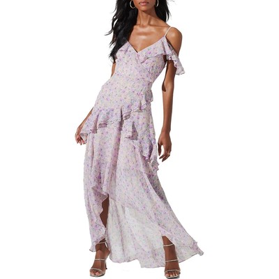 

Женское розовое шифоновое платье макси с цветочным принтом ASTR the Label Pemberley  BHFO 9944, Lilac purple multi