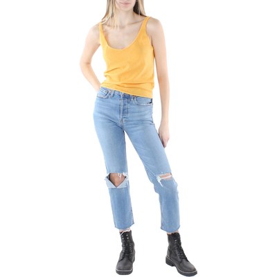 

Женская желтая кашемировая майка Vince  BHFO 4368 с круглым вырезом, Light tangelo