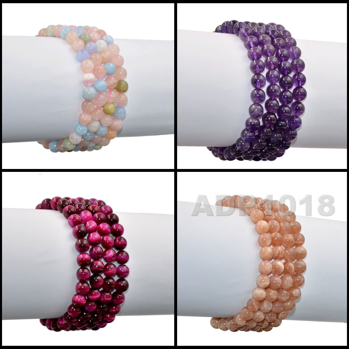 8mm Grade A Gemstone Semi Precious Round Beads Stretch Bracelet 7“ Unisex