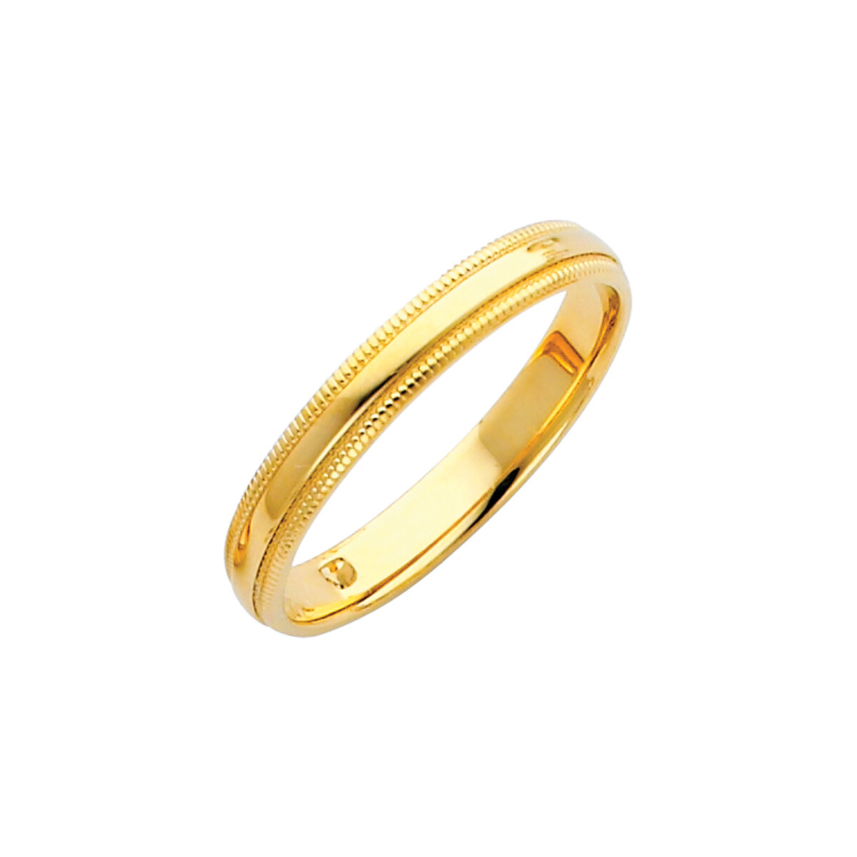 Pre-owned Td Collections 14k Yellow Gold 3mm Classic Light Comfort-fit Dome Milgrain Wedding Band