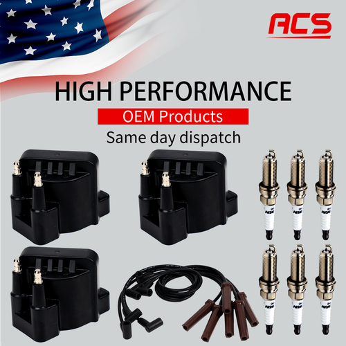 3X OEM Ignition Coil & Iridium Spark Plugs & Wires for Buick Chevy Pontiac DR39
