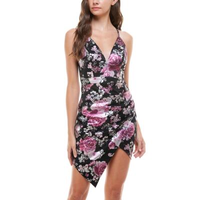 

Женское черное вечернее мини-платье Emerald Sundae с кружевной спинкой для юниоров  BHFO 7094, Black/fuschia