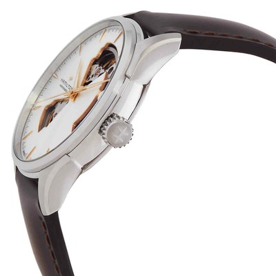 Pre-owned Hamilton Jazzmaster Open Heart Auto Automatic Silver Dial Watch H32675551
