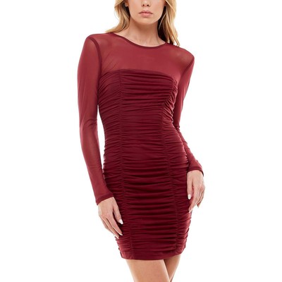 Безмолвное женское красное сетчатое облегающее вечернее мини-платье Juniors 17 BHFO 5979