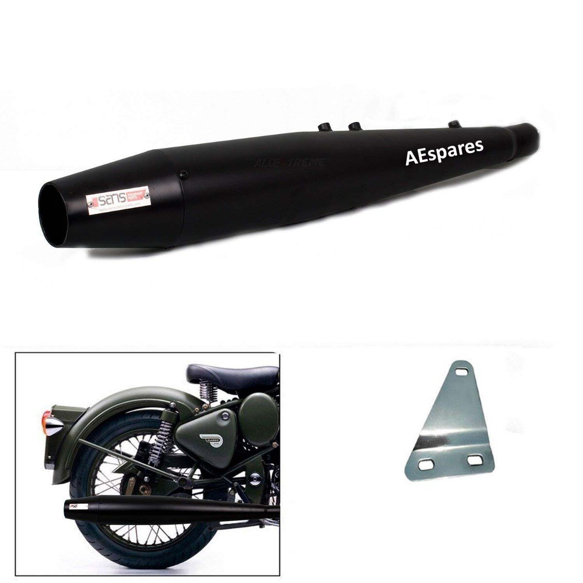 Exhaust Silencer & Glasswool For Royal Enfield Classic Electra 350 500  