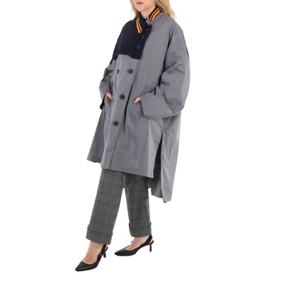 Pre-owned Kolor Ladies Light Gray Taffeta Long Coat, Brand Size 1 (small) In Multicolor