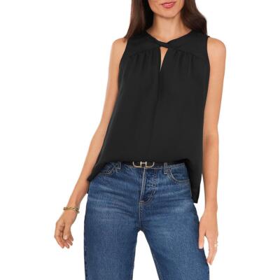 Vince Camuto Женская черная блузка с круглым вырезом и замочной скважиной на бретелях, рубашка-топ XS BHFO 5008