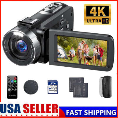  4K & 42MP 30fps Digital Video Camera Handheld Camcorder 18x Zoom with 32GB Card
