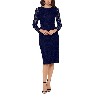 Xscape Womens Navy Lace Overlay Knee-Length Formal Sheath Dress 6 BHFO 5125