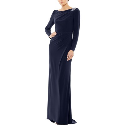 Mac Duggal Womens Navy Rhinestone Formal Evening Dress Gown 10 BHFO 4161