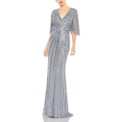 Женское формальное вечернее платье макси Mac Duggal с синими блестками, 12 BHFO 3418