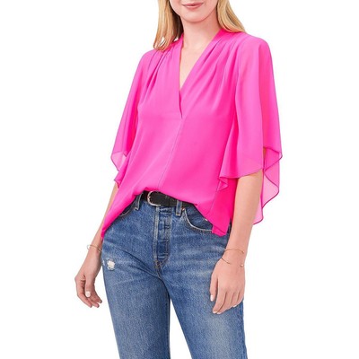 

Женская розовая блузка из полиэстера с V-образным вырезом Vince Camuto  BHFO 5840, Hot pink