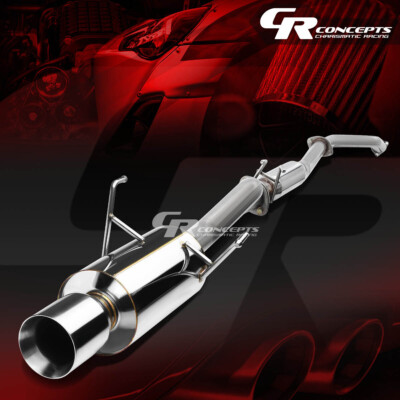 4'' ROLLED MUFFLER TIP CATBACK EXHAUST SYSTEM FOR 01-05 HONDA CIVIC 2/4DR EX EM2