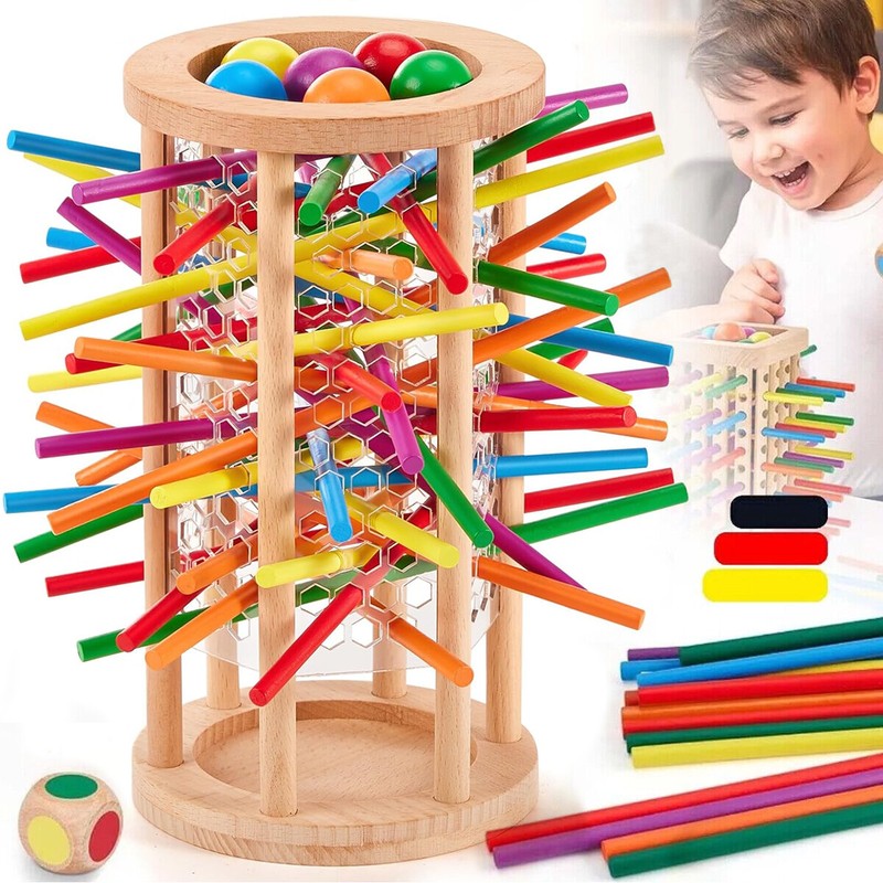 Montessori Spiel Brettspiel Aus Holz 48 Bunte Stick Spielzeug WÃ¼Rfelspiel Kinder