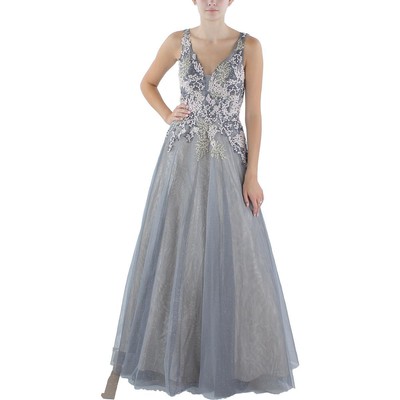Женское серое макси-платье для выпускного вечера с украшениями Xscape 4 BHFO 8150