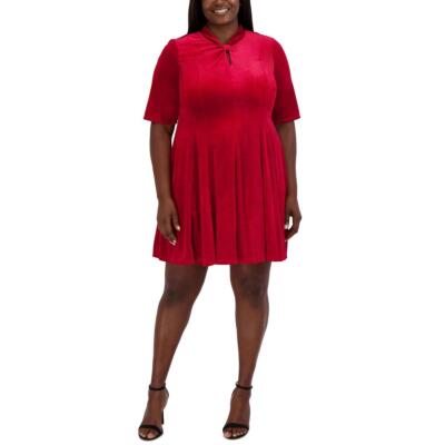 Фирменное женское красное бархатное платье Robbie Bee в обтяжку и с расклешенными рукавами плюс 1X BHFO 9302