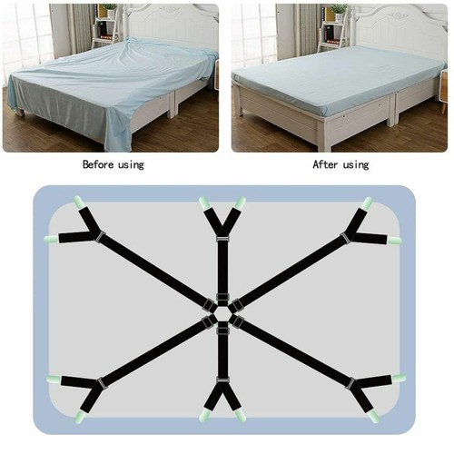 Crisscross Adjustable Bed Fitted Sheet Straps Suspenders Gripper Fastener Metal