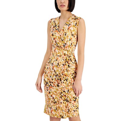 

Женское платье миди с запахом и оранжевым принтом Kasper Petites  BHFO 3410, Orange blossom combo