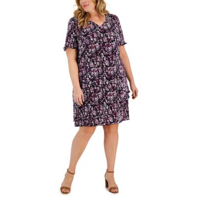 Connected Apparel Womens Floral Print  Midi Dress Plus BHFO 7596